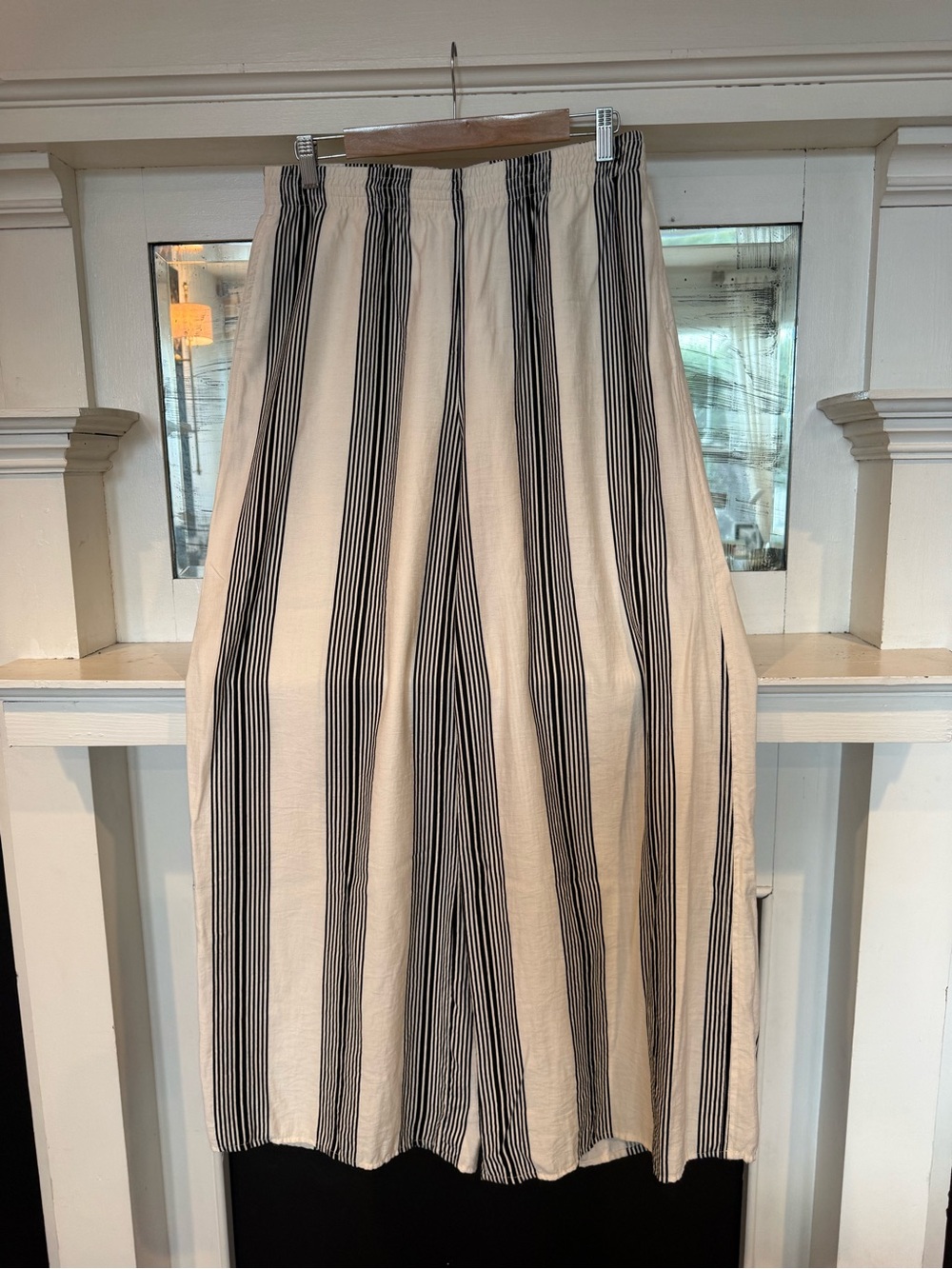 H&M Black & Cream Stripe Wide Leg Pants